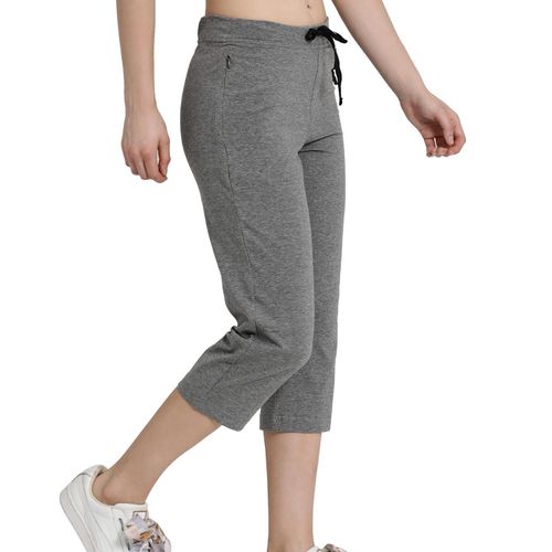 Buy Enamor Essentials E018 Stretch Cotton Lounge Capri Pants- Grey