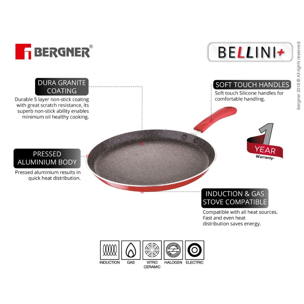 Buy Bergner Bellini Plus Press Alluminium Non Stick Cookware Set, 4pcs
