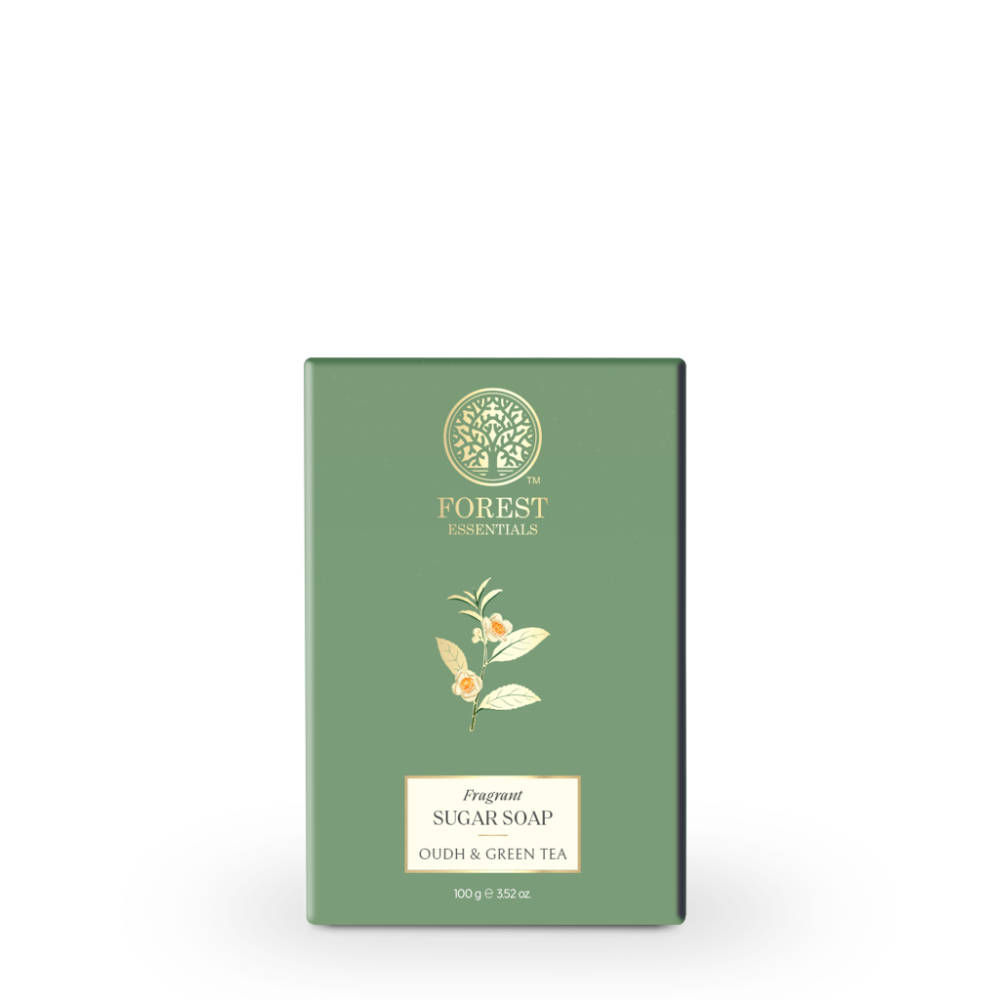 Forest Essentials Luxury Sugar Soap Oudh & Green Tea - Ayurvedic Handmade Bath Soap