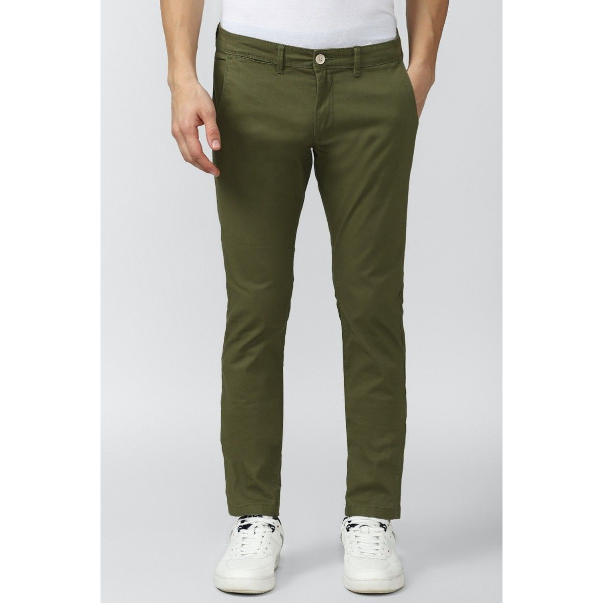 Buy Peter England Men's Casual Trousers Dark Green at Amazon.in