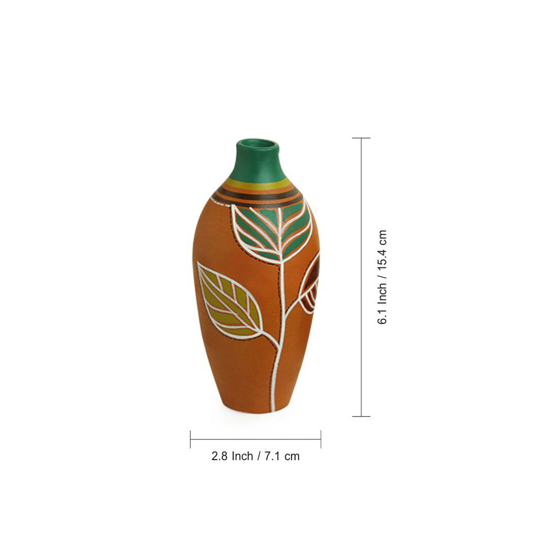 ExclusiveLane Shades of a Leaf' HandPainted Terracotta Vases (Set of 4