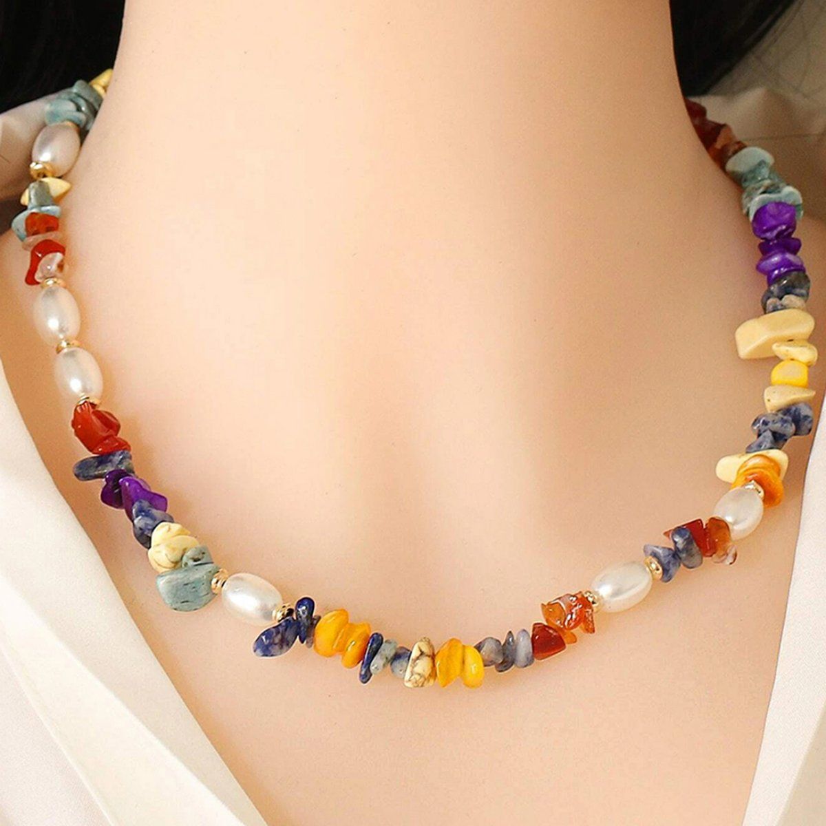 Yellow seed bead on sale necklace