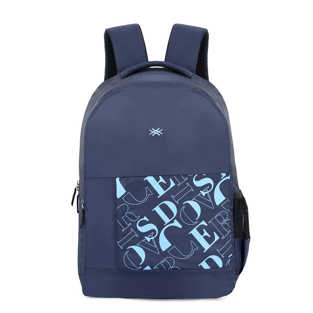 United Colors of Benetton Ballad 21L Polyester Non Laptop Backpack for Unisex-Navy & Light Blue (M)