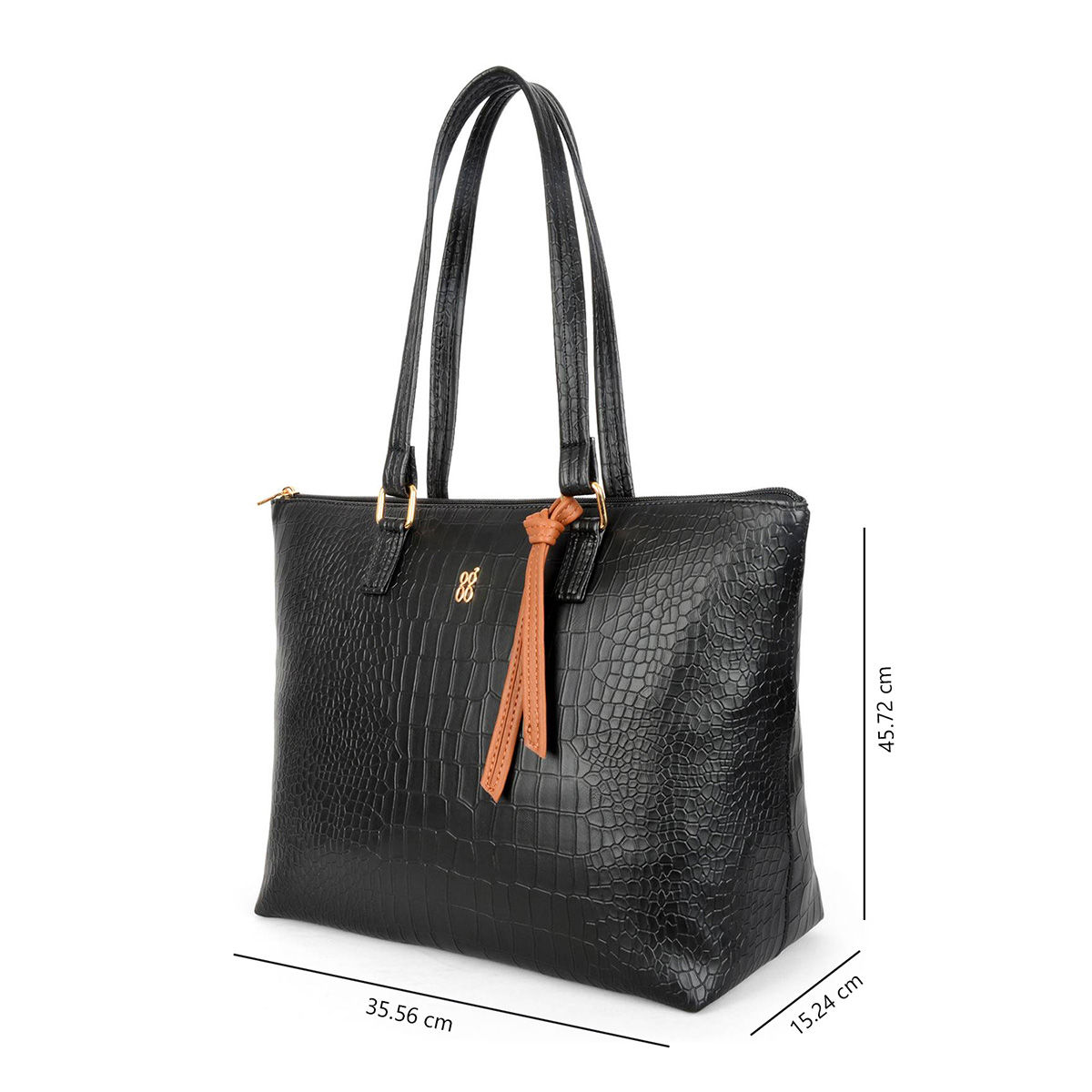Buy Baggit Women Black Textured Tote Bag With Zip Closure (L