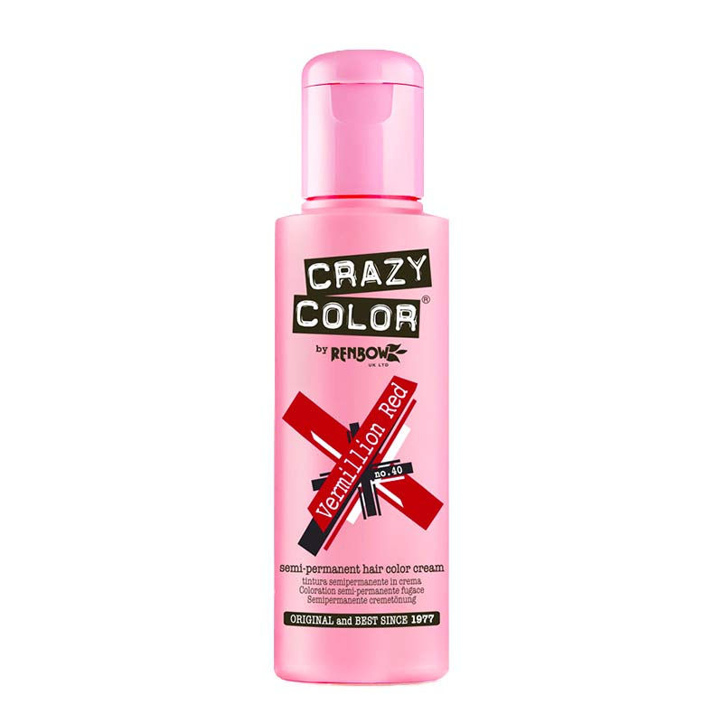 Crazy Color Semi Permanent Hair Color Cream - Vermillion Red No. 40