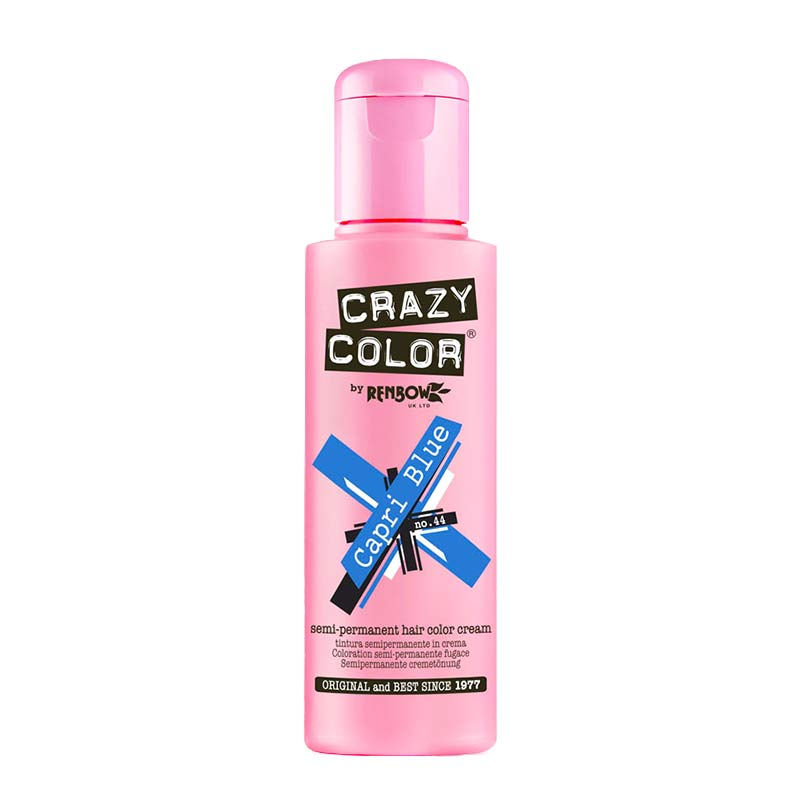 Crazy Color Semi Permanent Hair Color Cream - Capri Blue No. 44