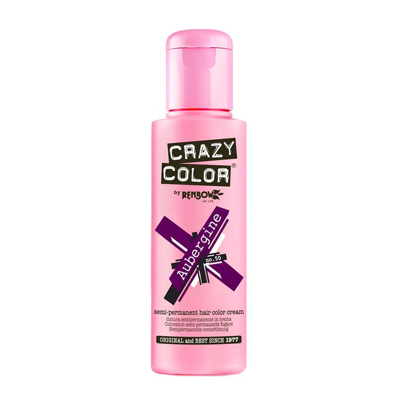 Crazy Color Semi Permanent Hair Color Cream - Aubergine No. 50
