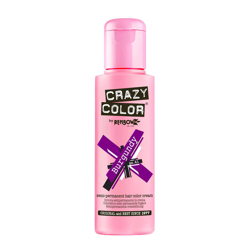 Crazy Color Semi Permanent Hair Color Cream - Burgundy No. 61