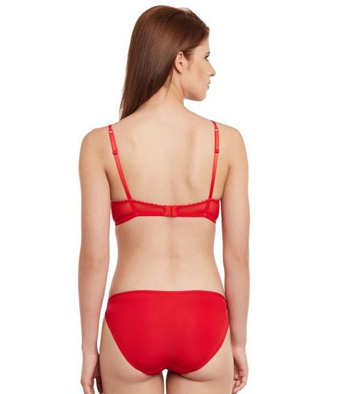 Secrett Curves Red Carpet Boudoir Lace Bra Panty Set - Red (32C)
