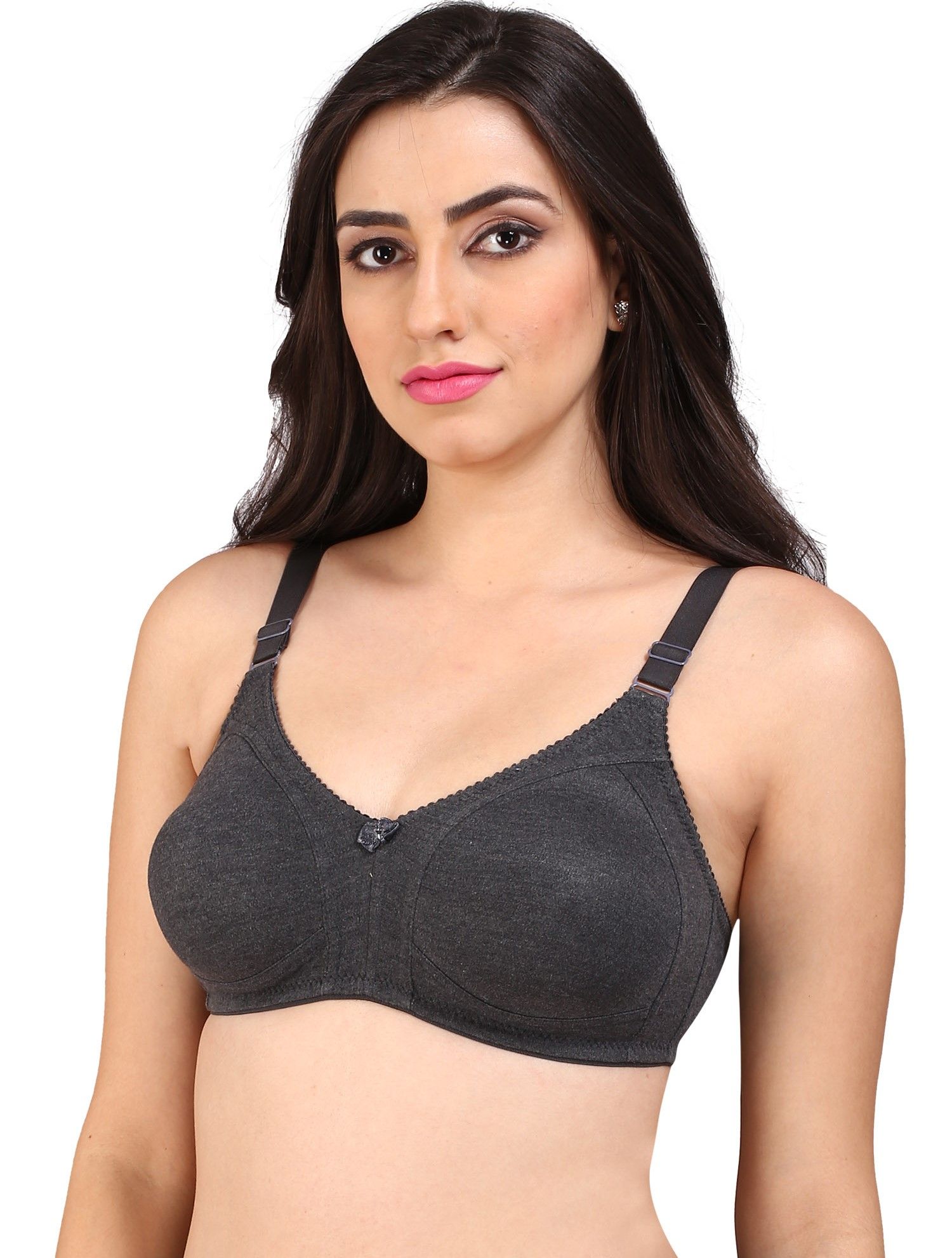 Bralux Plus Size Women's D-Cup Non-Padded Non-Wired T-Shirt Bra, Tohfa -  Black 38D