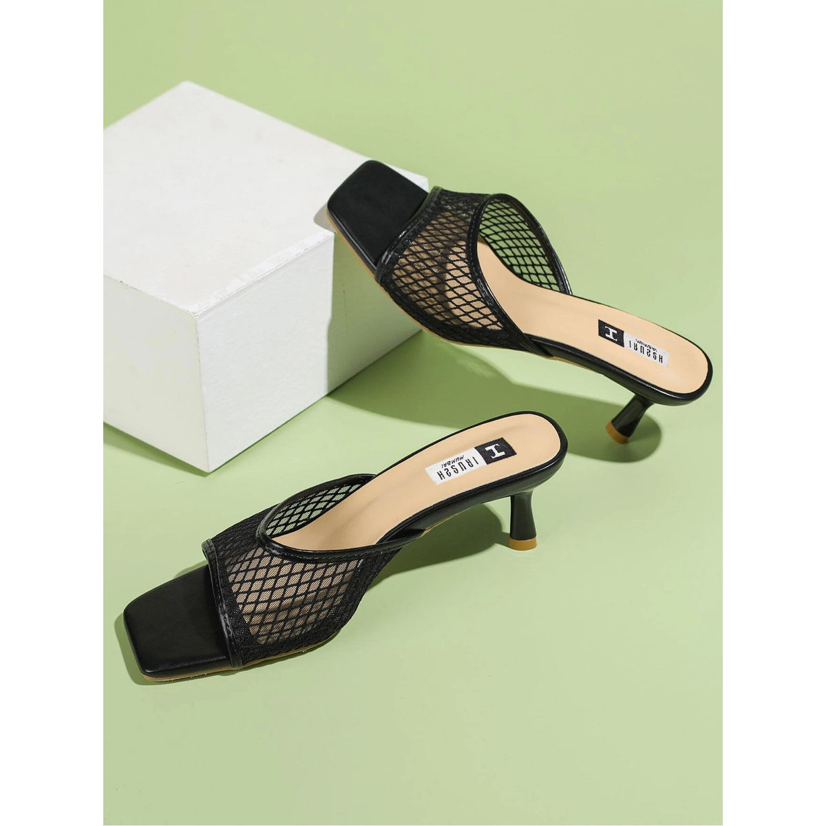 Buy IRUSSH Women Miss Mesh Heels Black Online