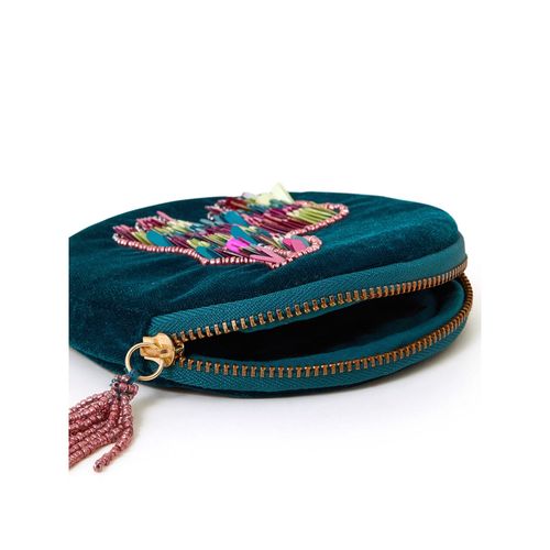 Women's Coin Teal Coin Purse Daisy Rose Round Coin Purse