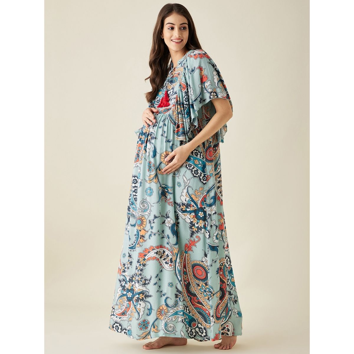 Paisley Printed Maternity Midi Dress