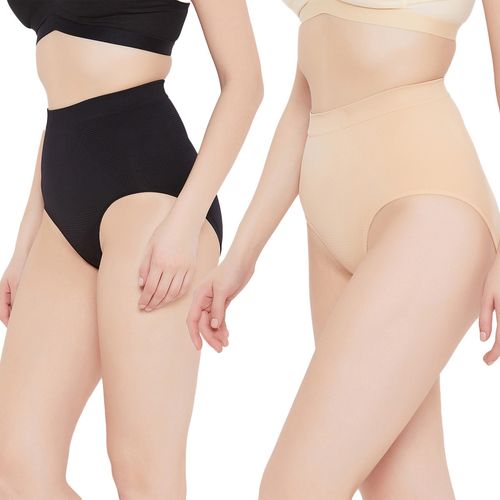 Secrets By ZeroKaata Women High-waist Seamless Tummy Tucker Shapewear -  Multi-color (Set of 2)