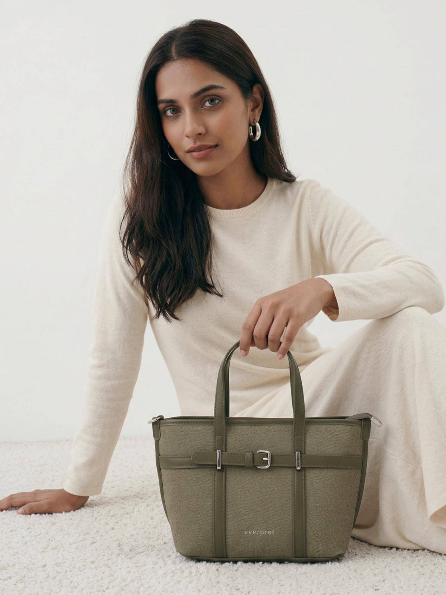 Everpret Green Spacious Organized Interior Celeste Satchel Bag with Detachable Strap