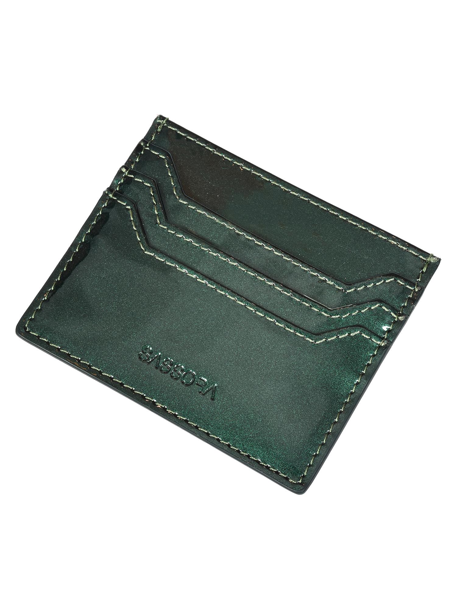 Buy Sassora Unisex Green Premium Patent Leather RFID Protected