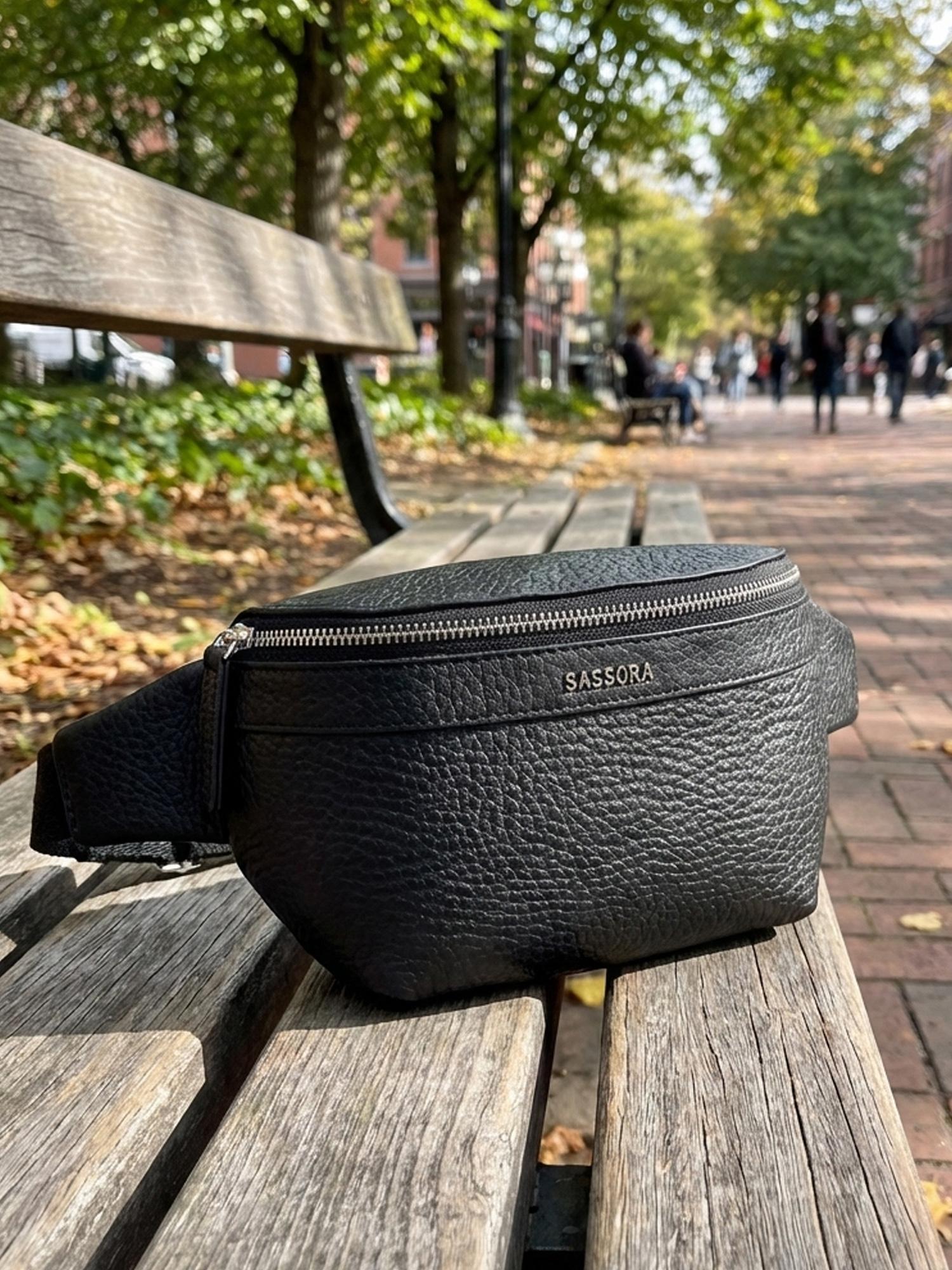 Buy Sassora Black Genuine Leather with Adjustable Strap Waist Belt