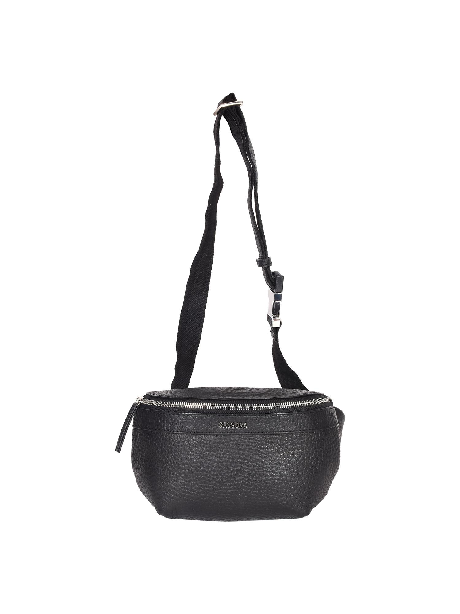 Buy Sassora Black Genuine Leather with Adjustable Strap Waist Belt