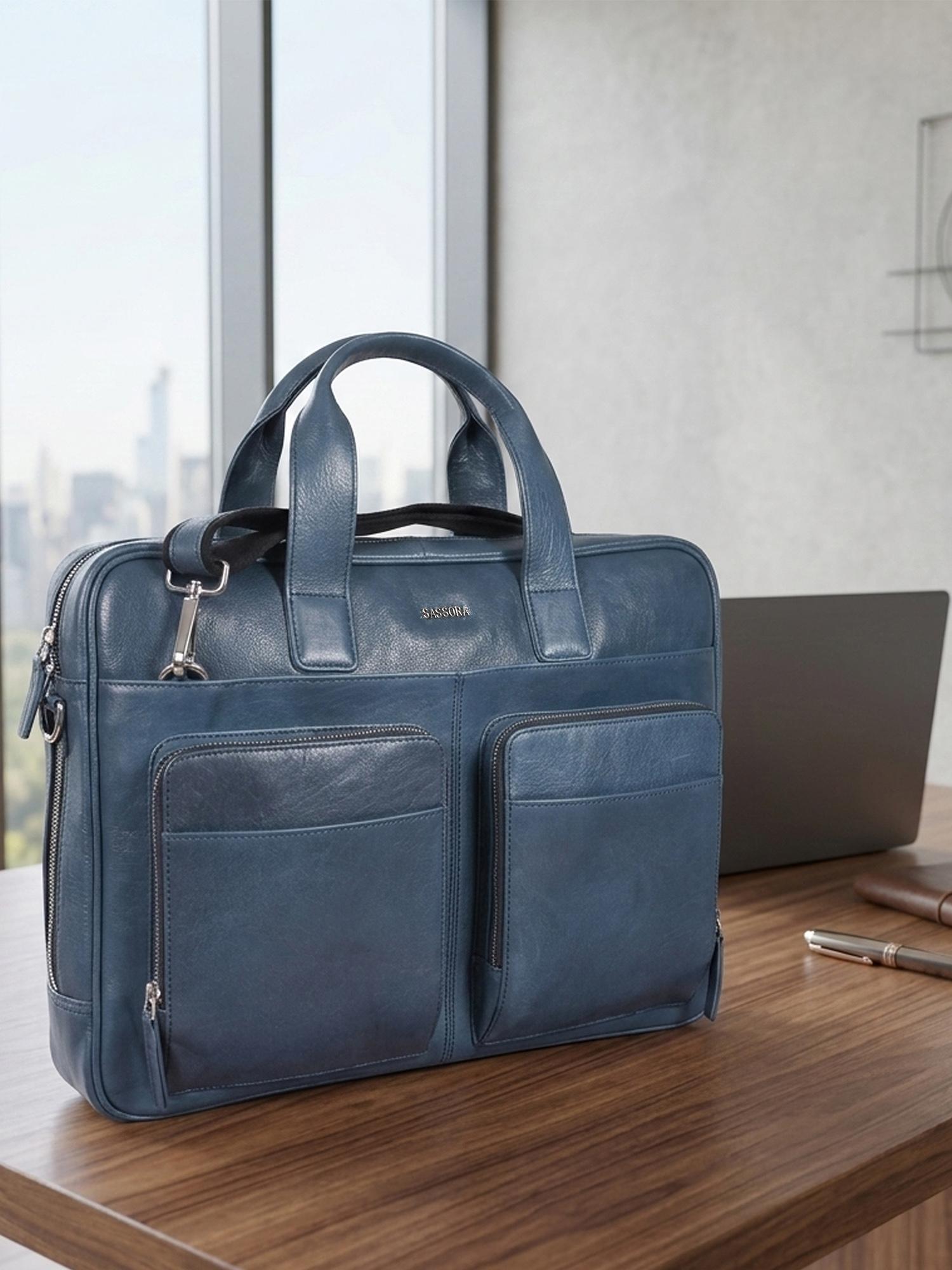 Buy Sassora Mens Genuine Leather 17 Inch Laptop Expandable Office