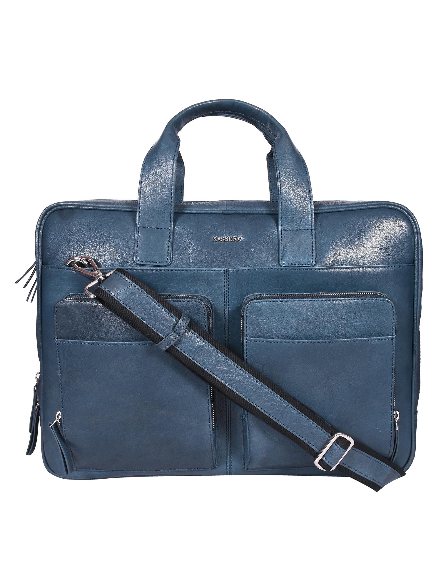 Buy Sassora Mens Genuine Leather 17 Inch Laptop Expandable Office
