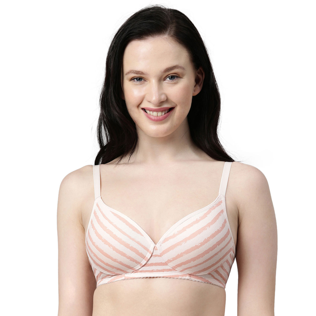 Enamor Women A039 Padded Wirefree Perfect Coverage Supima Cotton T-shirt  Bra Pink