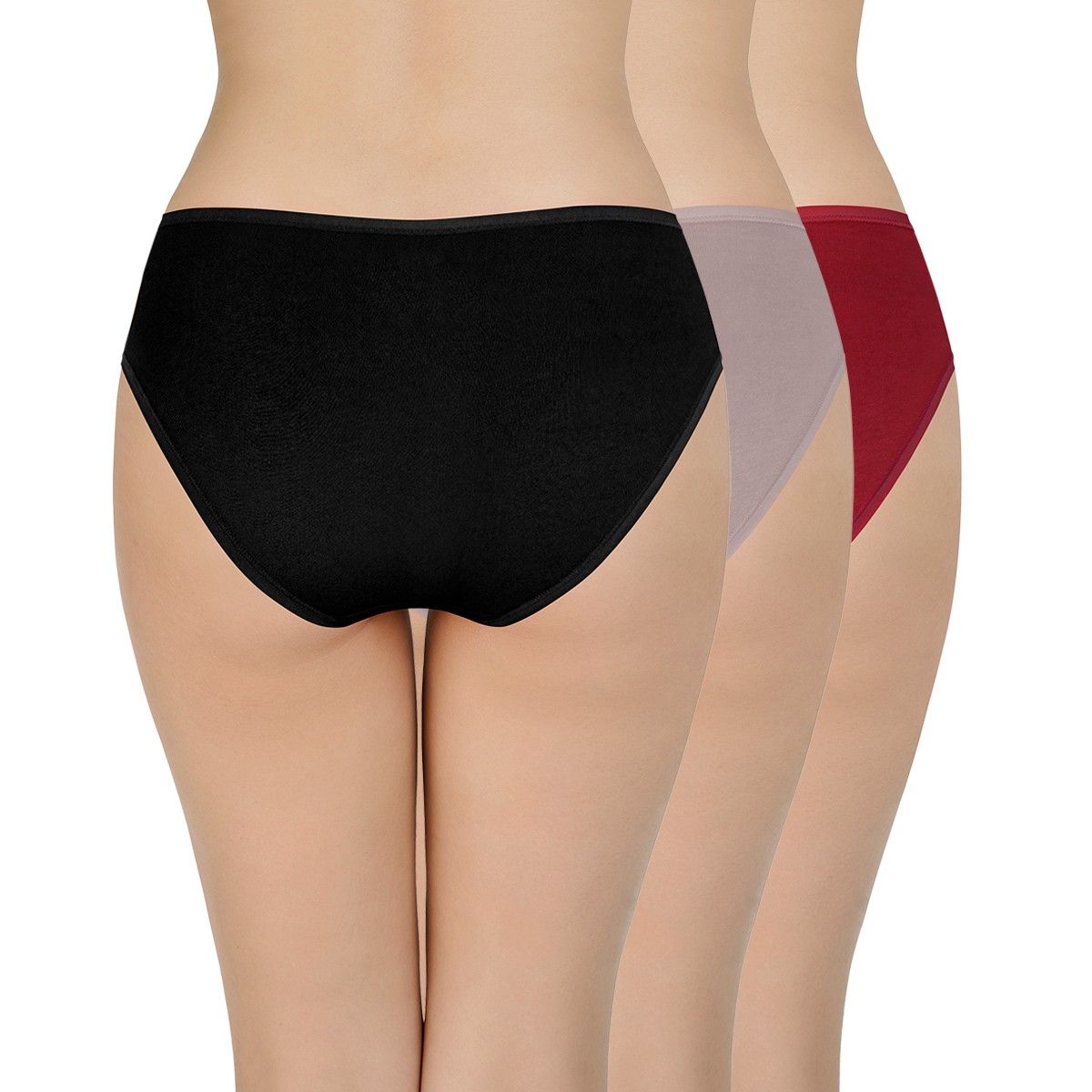 Buy Amante Solid Three Fourth Coverage Low Rise Bikini Panty Multi Color Set Of 3 Online