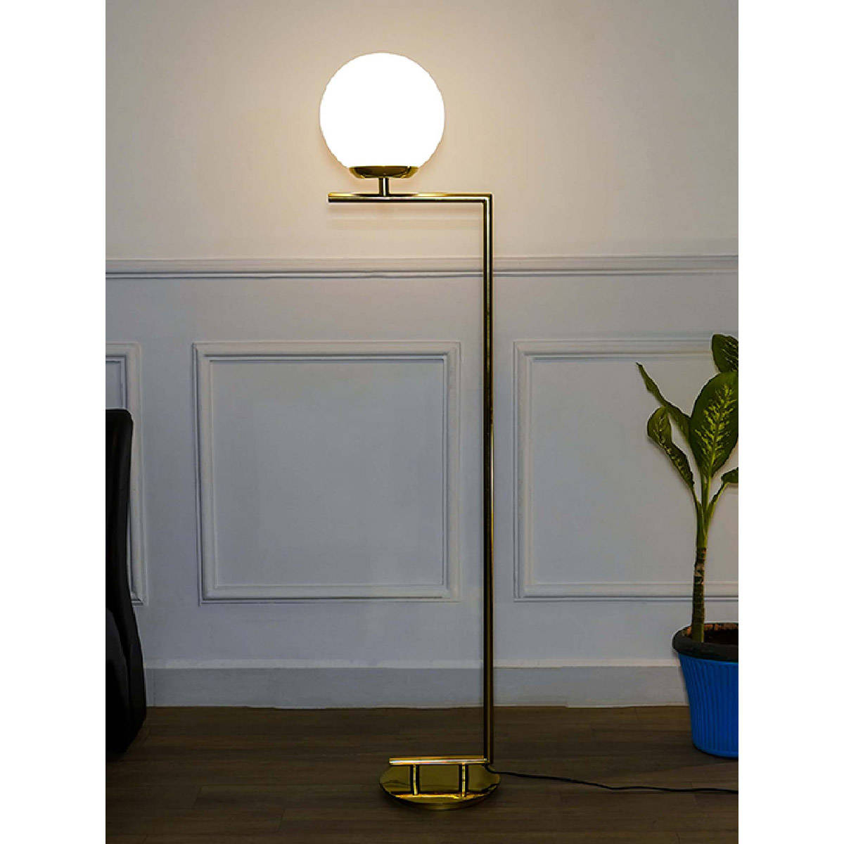 Buy Kapoor Lamp Shades Contempo Metal Brass Finish Floor Lamp Online
