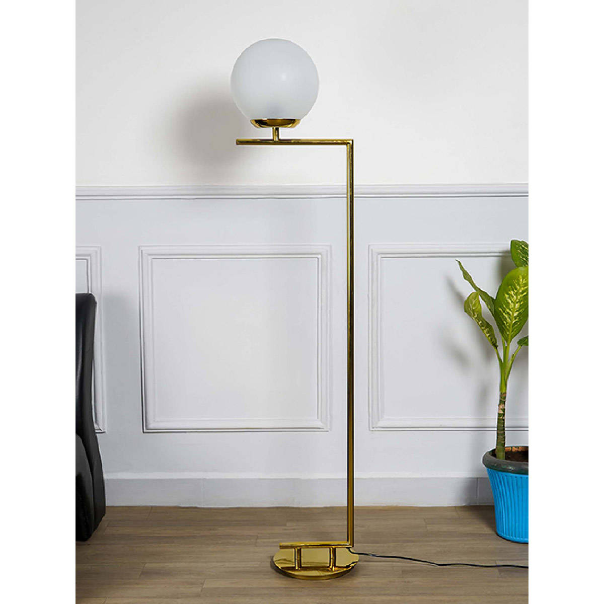 Buy Kapoor Lamp Shades Contempo Metal Brass Finish Floor Lamp Online