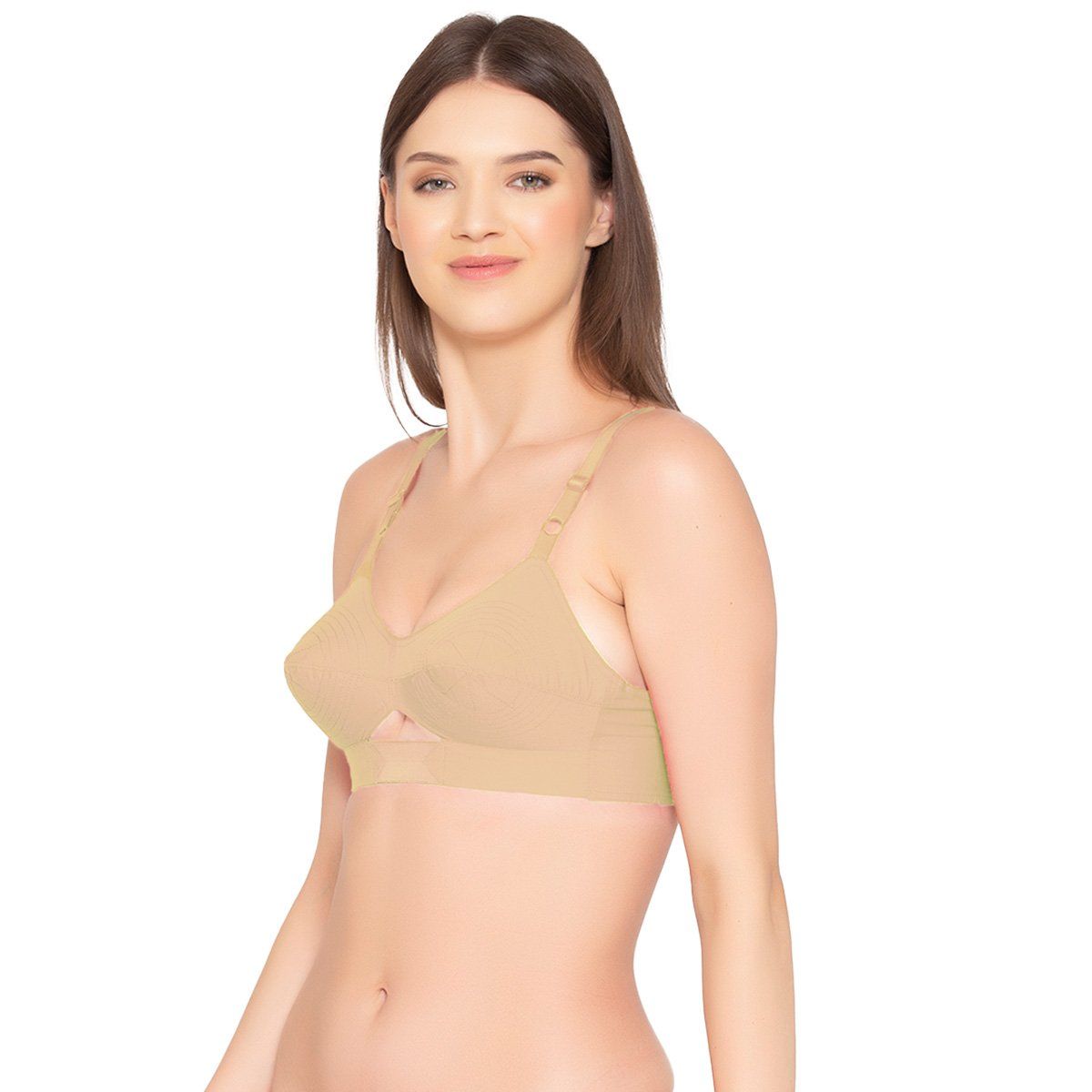 Groversons Paris Beauty Womens Cotton Non Padded Wireless Super Lift Full Coverage Bra Nude 5141