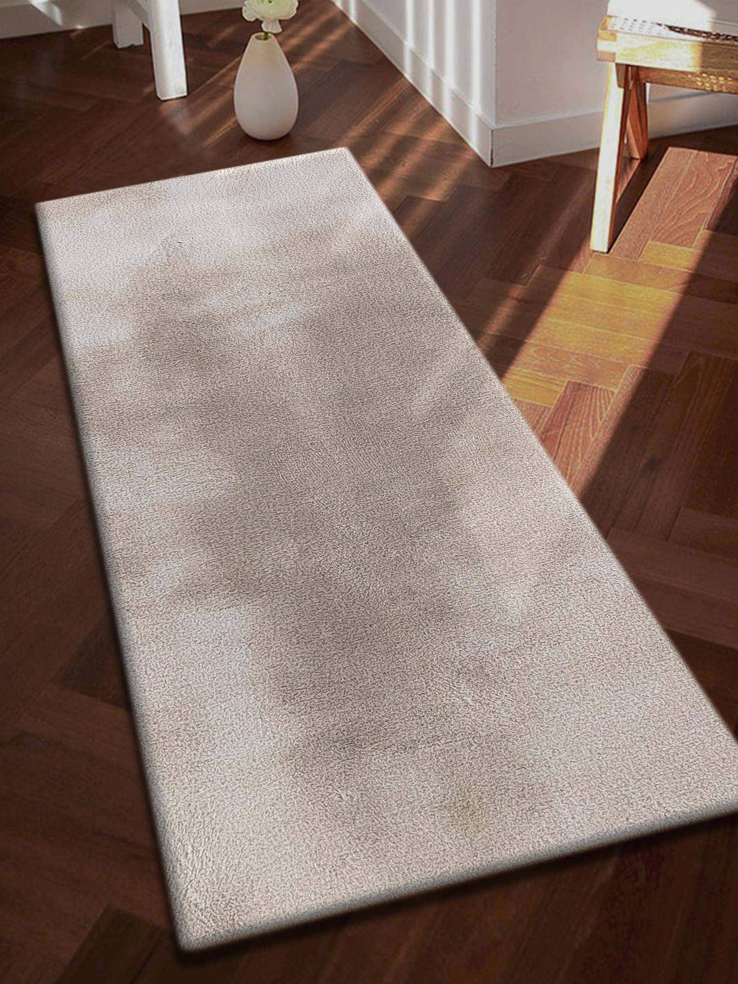 OBSESSIONS Solid Rabit Fur Bedside Runner - Cream