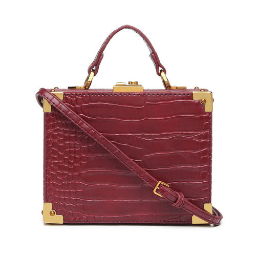 Buy Diana Korr Croc-Effect Dk Box Bag Maroon Online