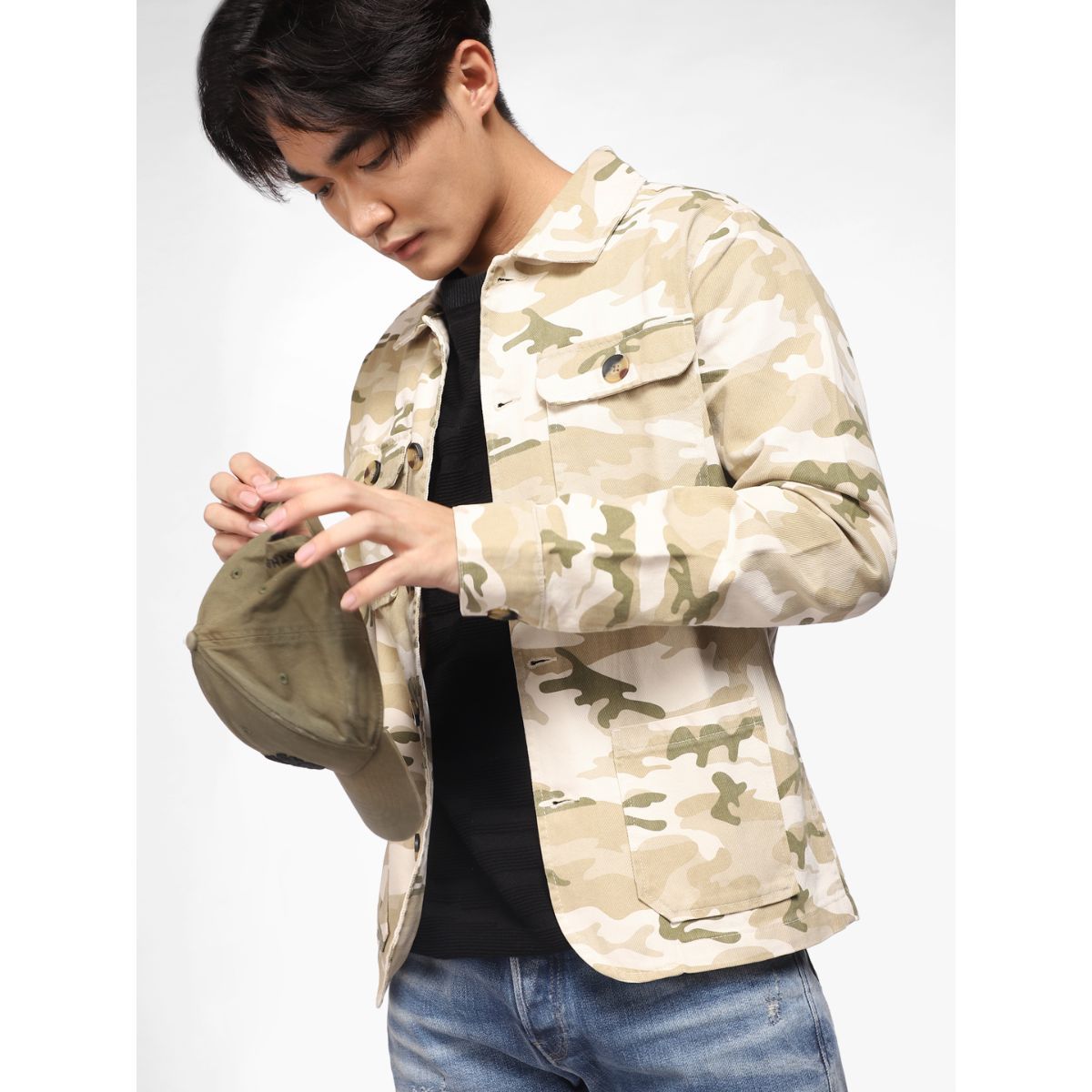 Camo jacket and jeans best sale