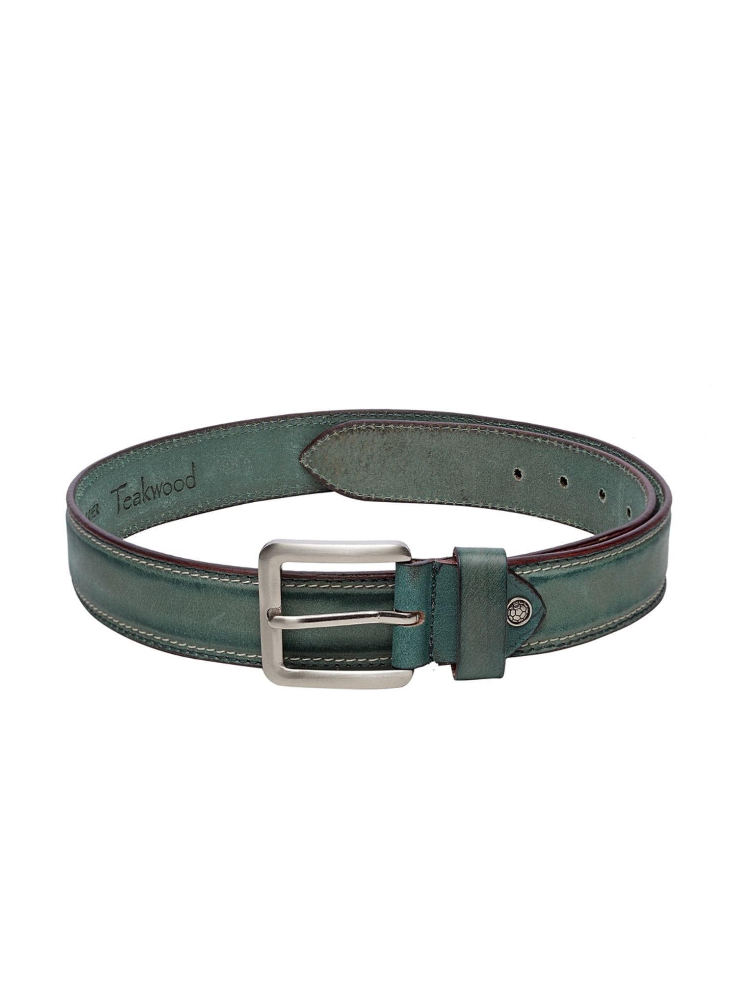 Teakwood Leathers Men Green Solid Leather Belt - 44