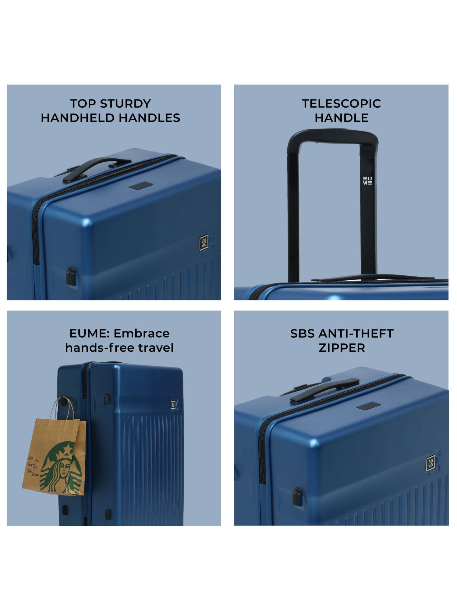 Buy EUME Classic Polycarbonate Trolley Bags - Midnight Blue (Pack
