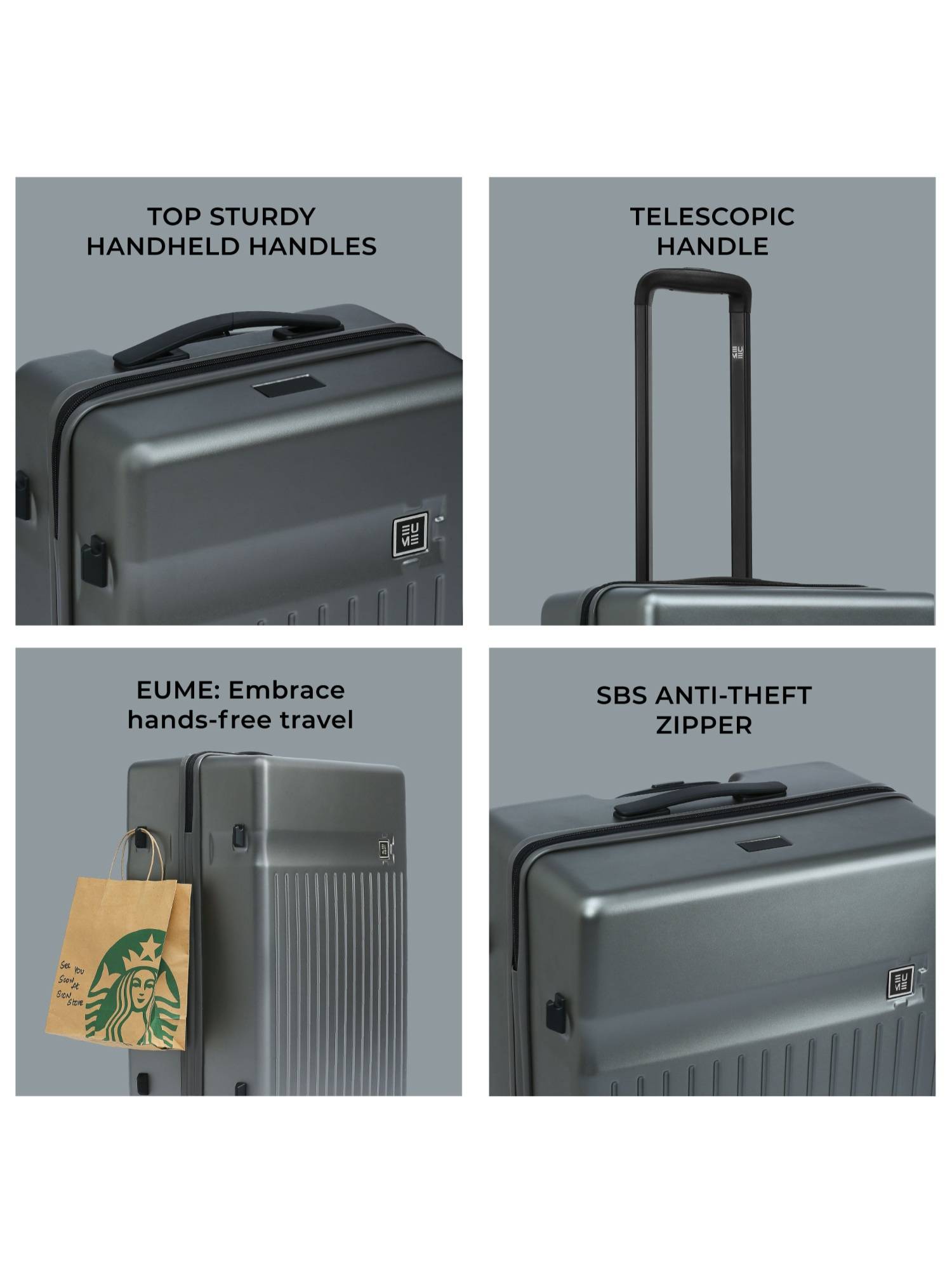 Buy EUME Classic Polycarbonate Trolley Bags with 8 Hinomoto Wheels
