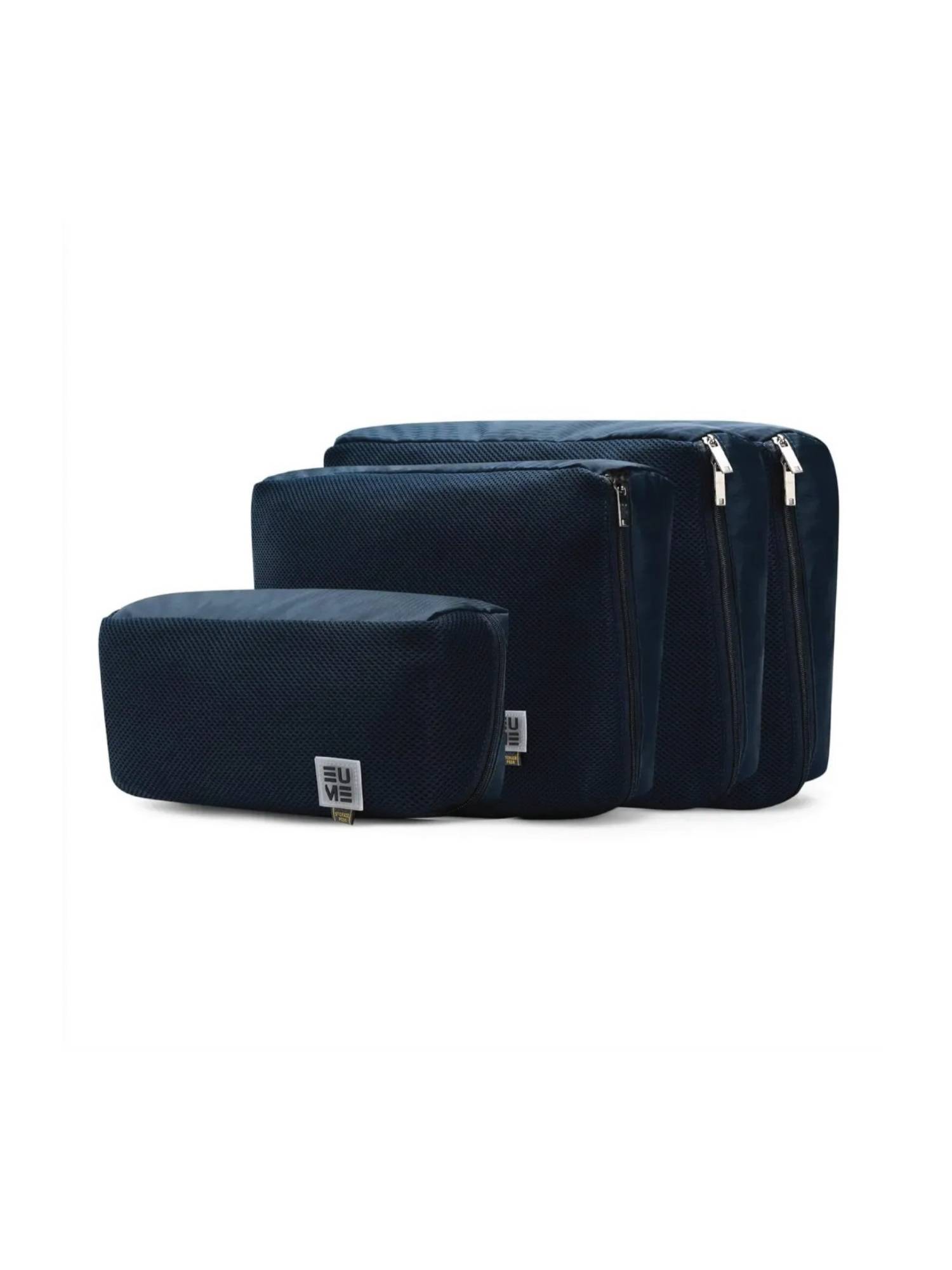 EUME Packing Cubes Travel Organiser Pouches - Navy Blue (M/L/XL) (Pack of 4)