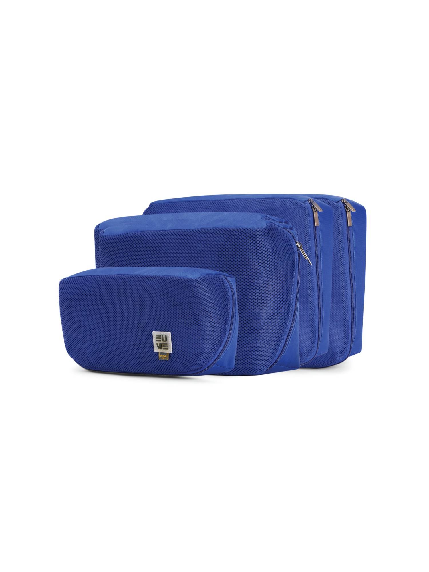 EUME Packing Cubes Travel Organiser Pouches - Blue (M/L/XL) (Pack of 4)
