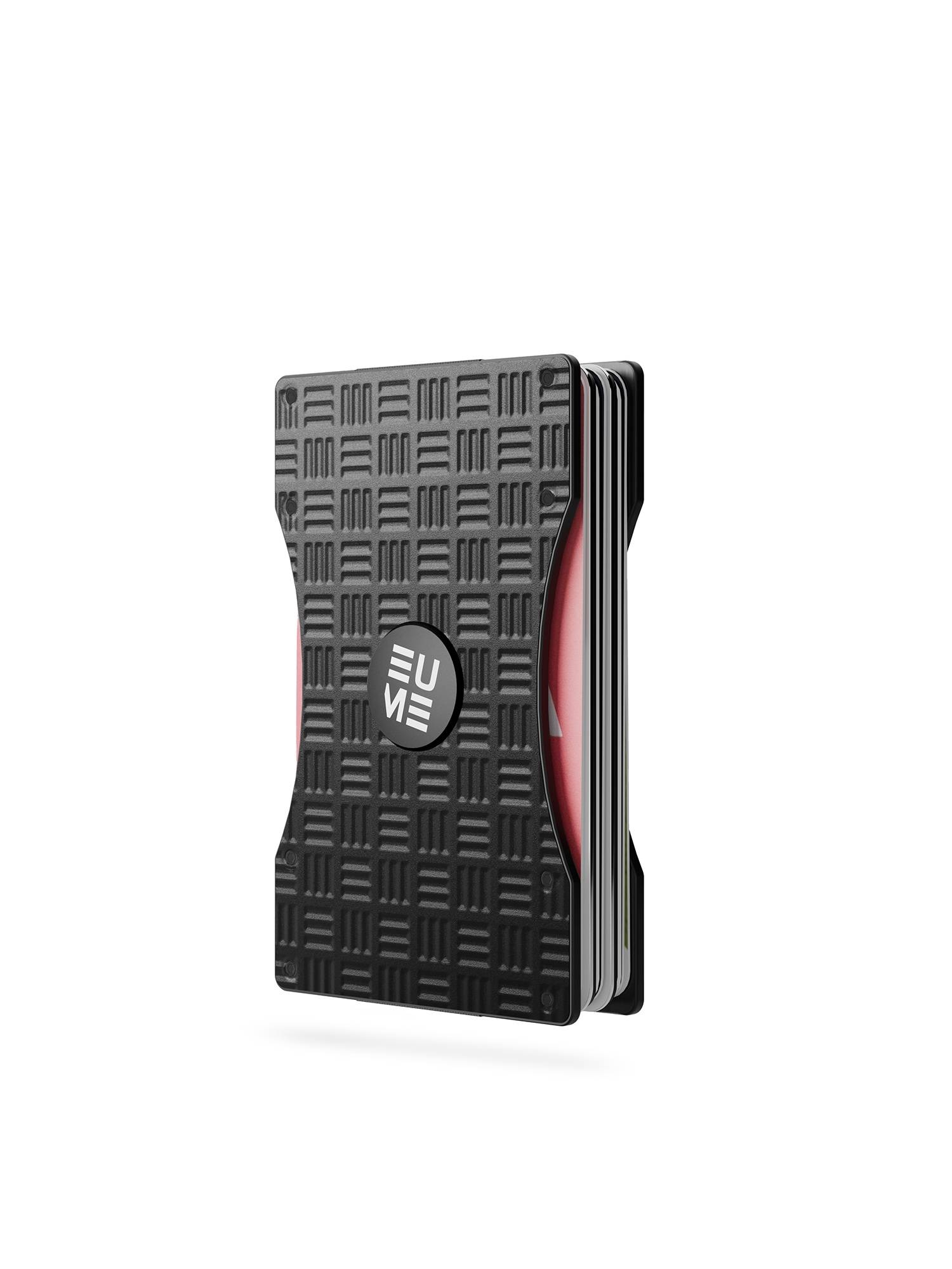 EUME Slim Card Holder with Spinner and Elastic Band - Charcoal Black