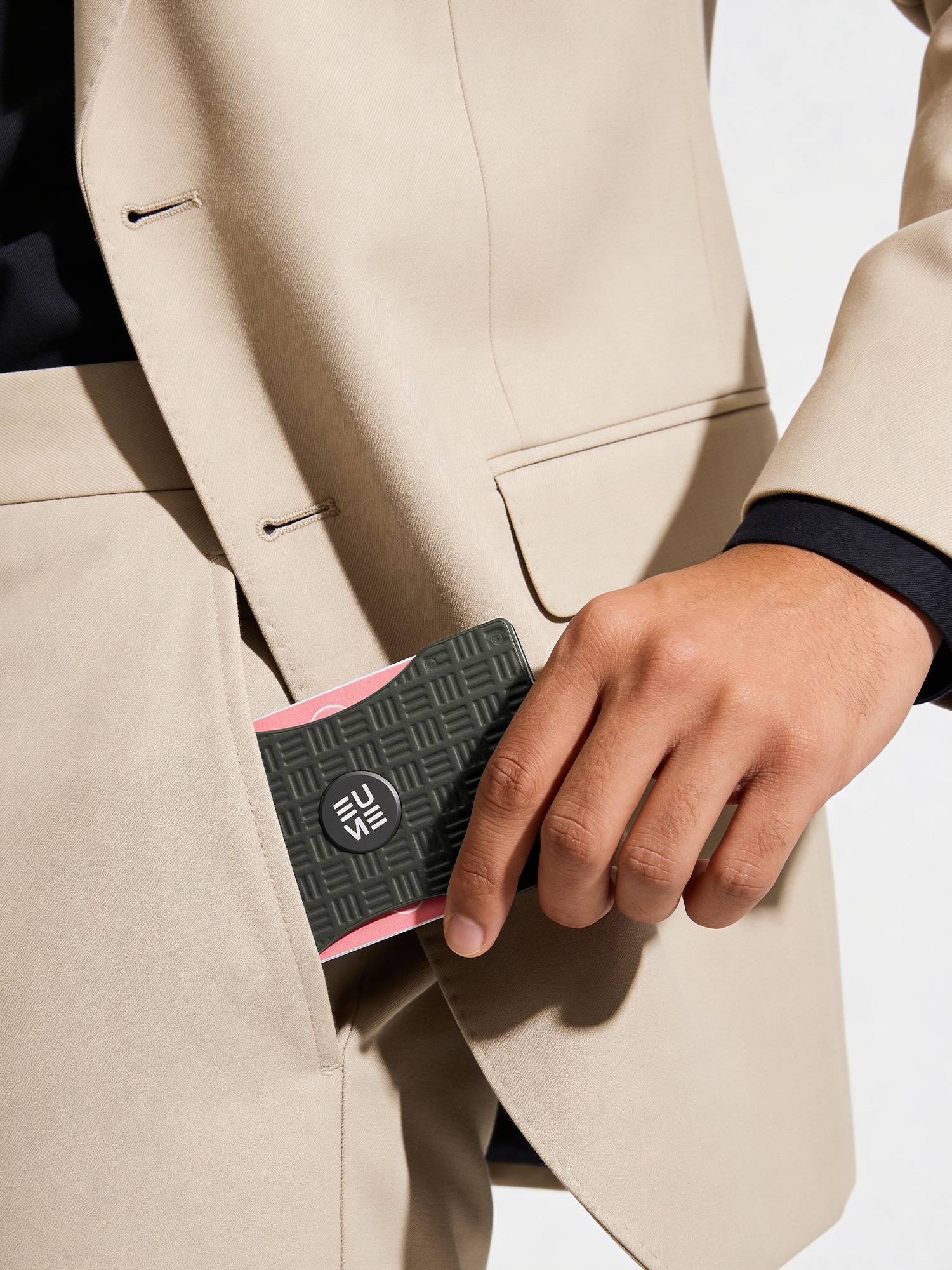 EUME Slim Card Holder with Spinner and Elastic Band - Olive Green