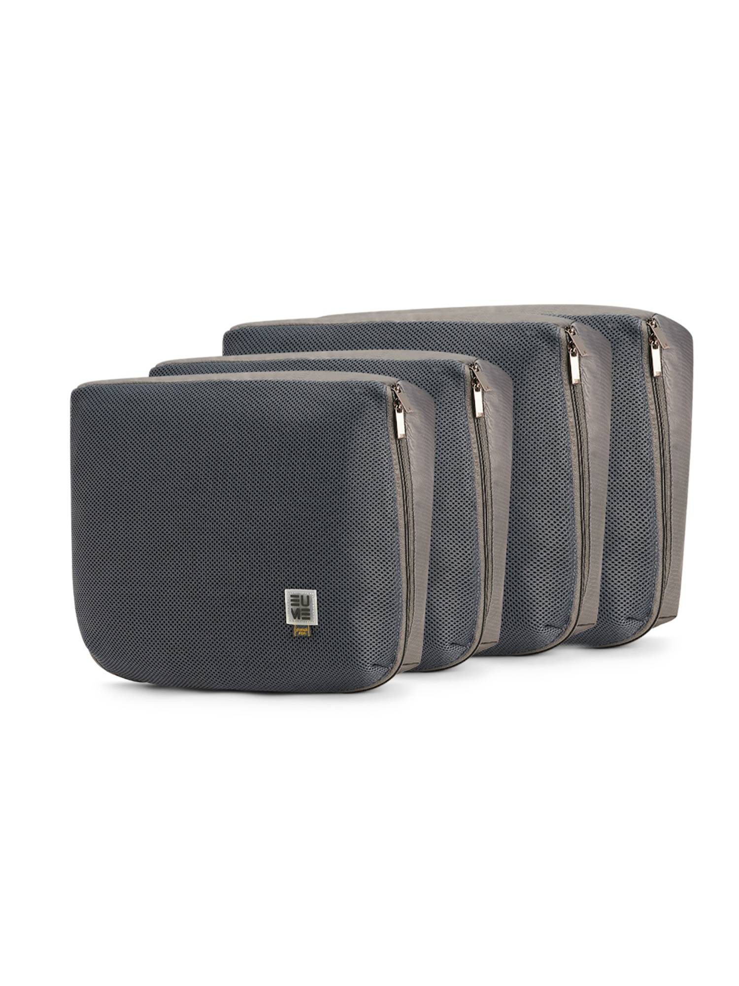 EUME Multi Size Packing Cubes Toiletry & Travel Organiser Pouches - Grey (Pack of 4) (M/L)