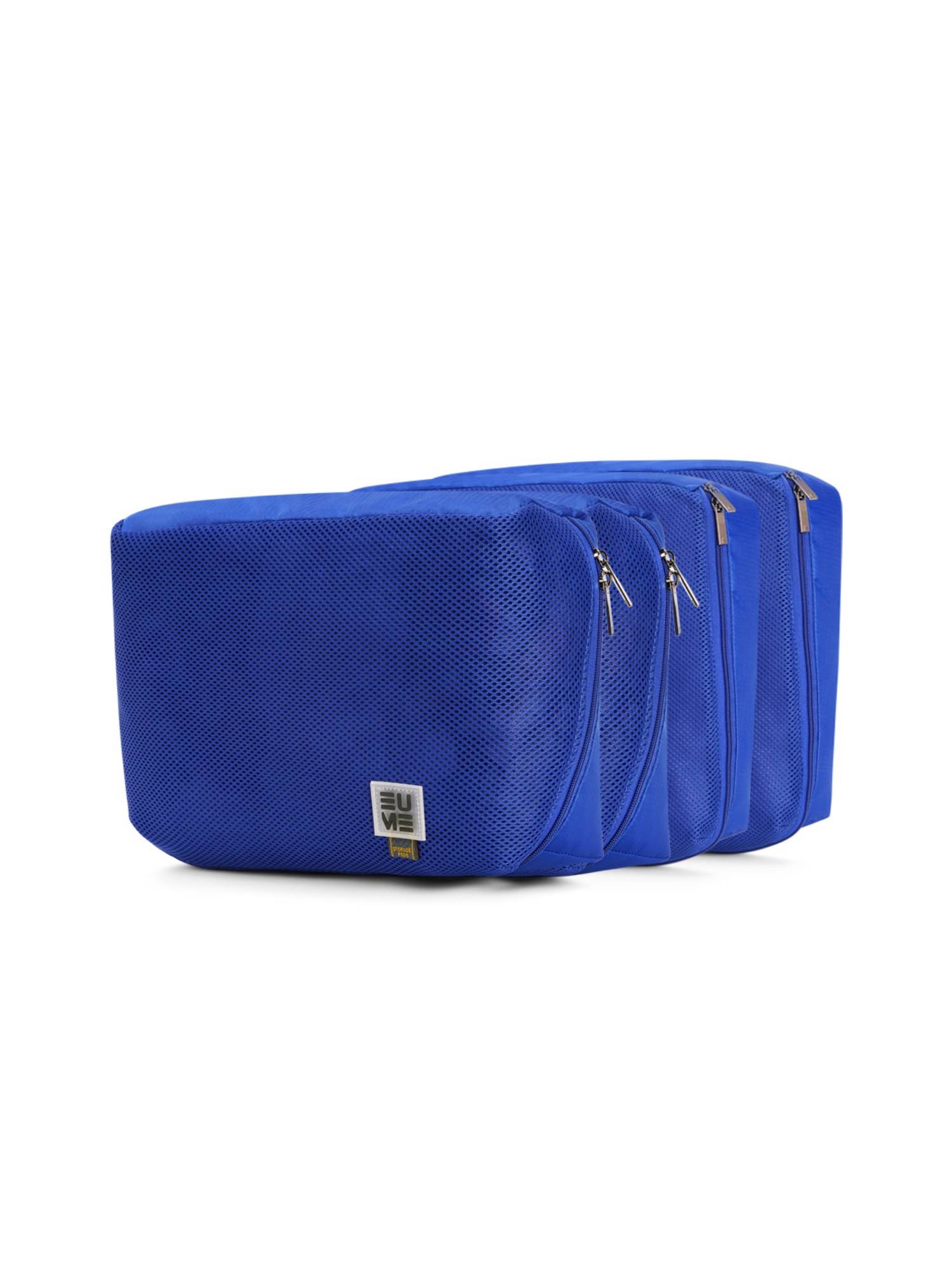 EUME Multi Size Packing Cubes Toiletry & Travel Organiser Pouches - Blue (Pack of 4) (M/L)