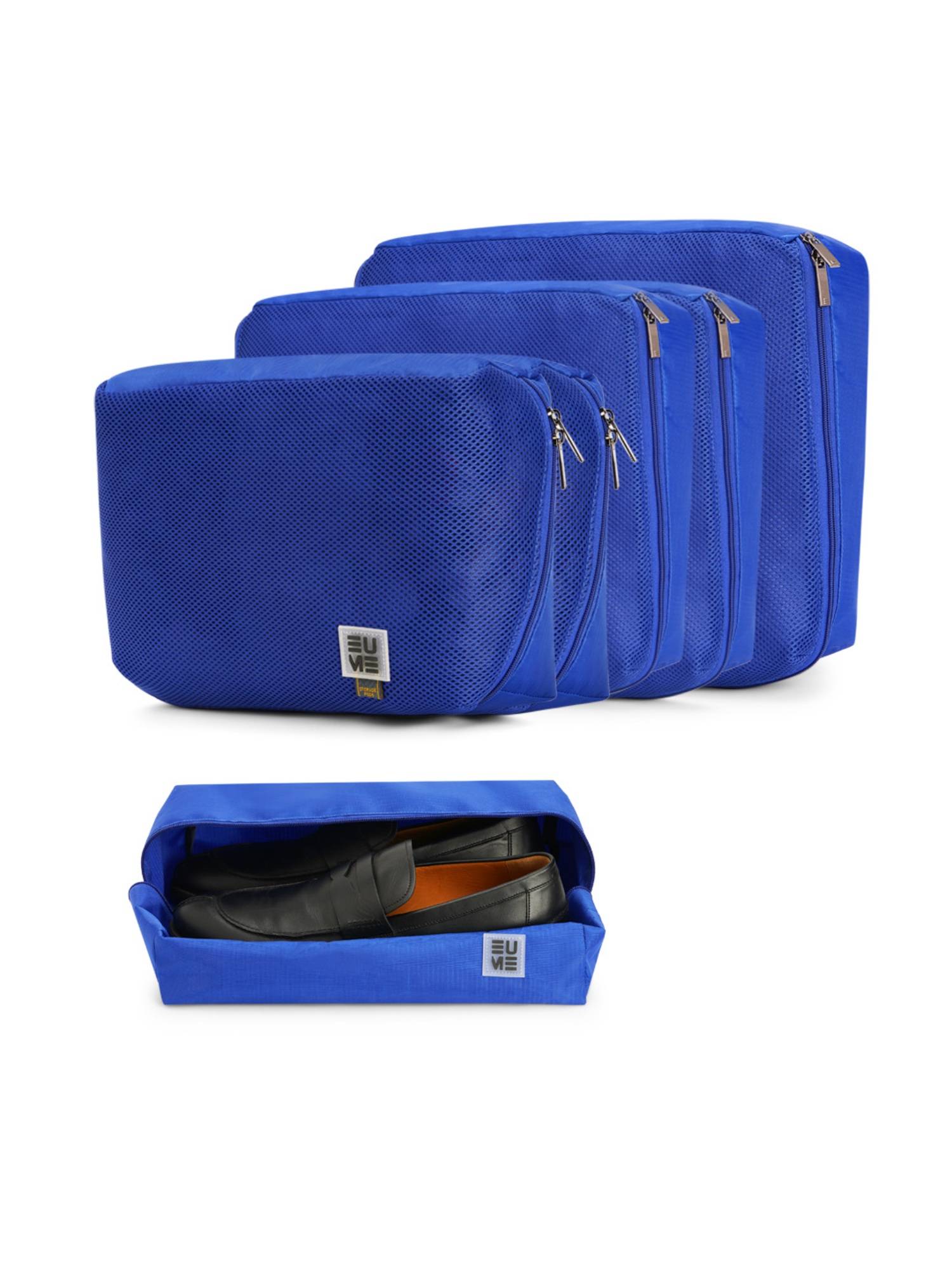 EUME Travel Organiser Shoe & Toiletry Pouches - Blue (Pack of 6)