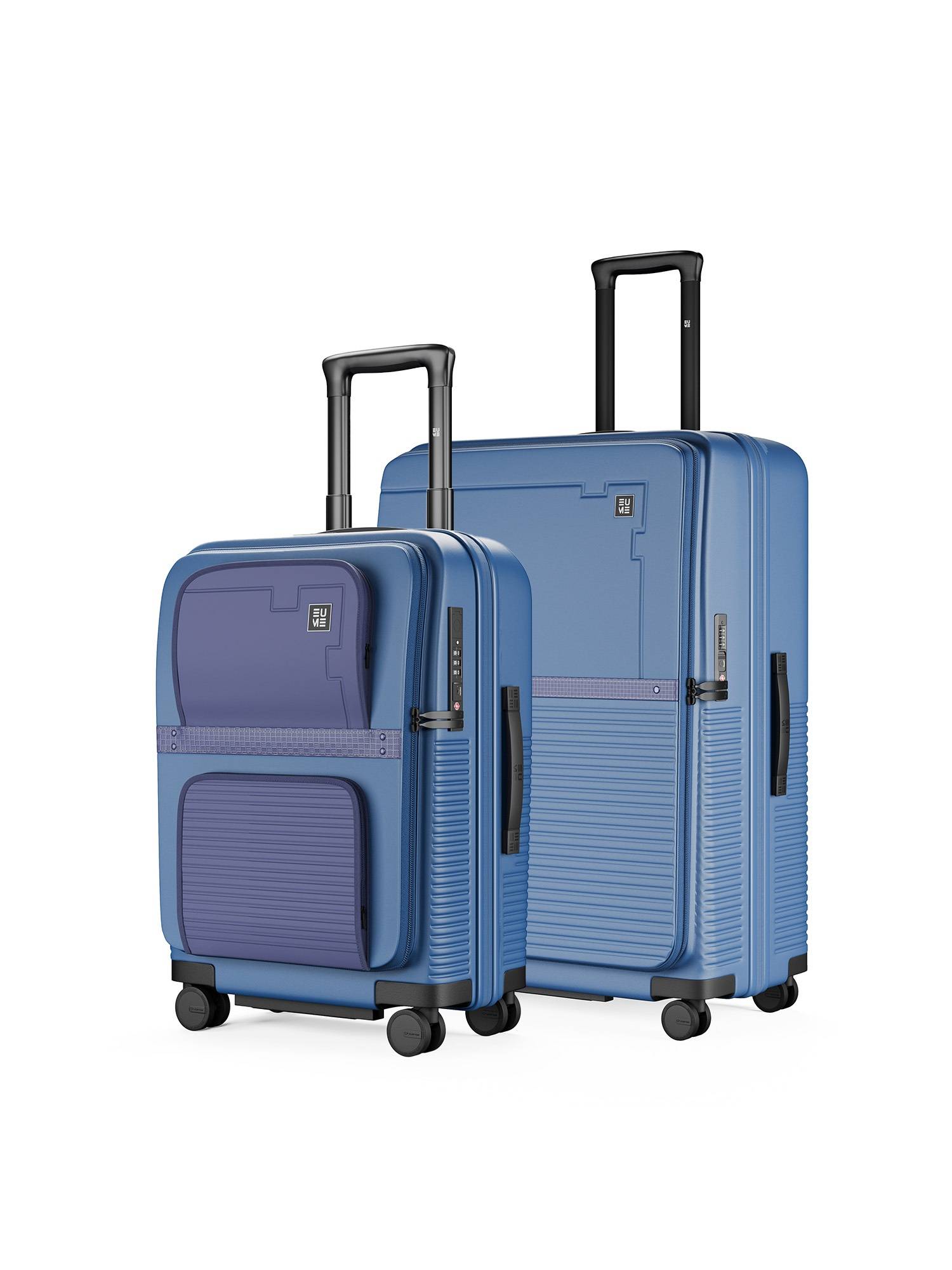 EUME Aerotop Top Open Polycarbonate Hard Trolley Bags - Tropical Blue (Pack of 2) (S/L)