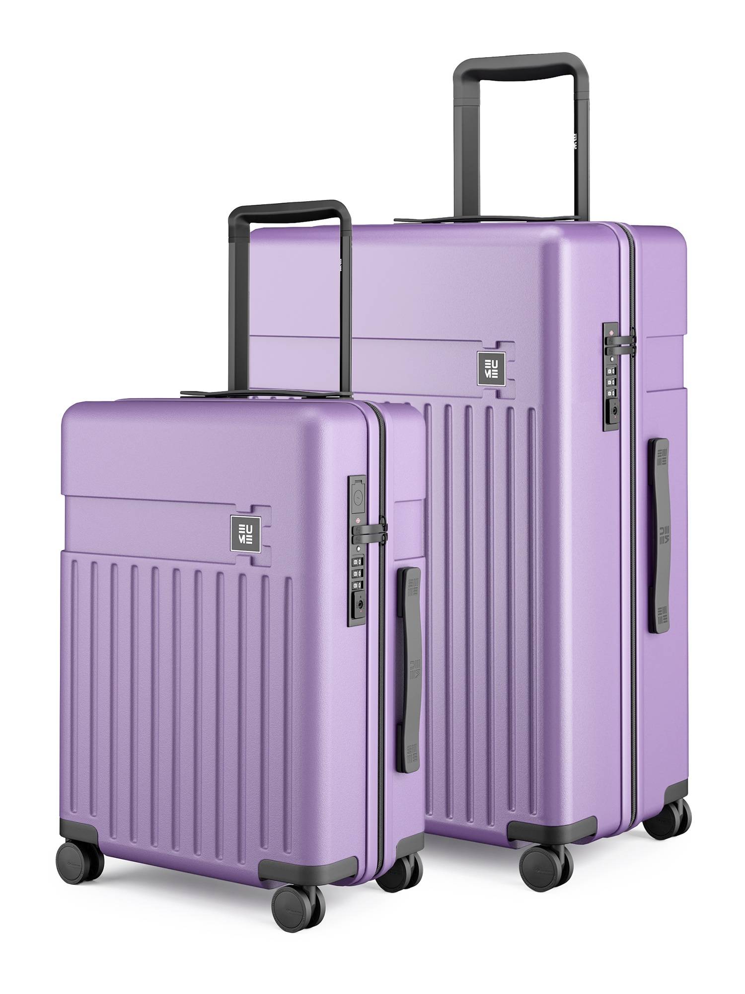EUME Classic Hard Polycarbonate Trolley Bags - Purple Ash (Pack of 2) (S/L)