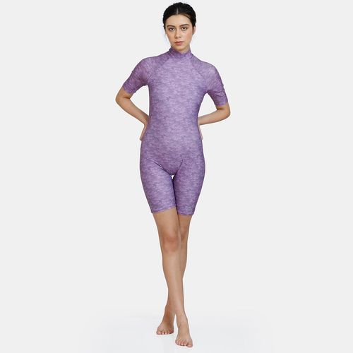 Buy Zivame Zelocity Padded Bodysuit With Zipper - Chinese Violet