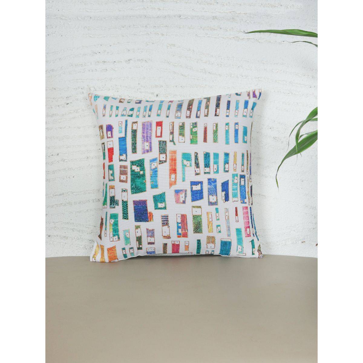 Zeba World Square Kids Room Cushion Cover Printed Contemporary Art - Polycanvas Multicolor 16x16 Inches
