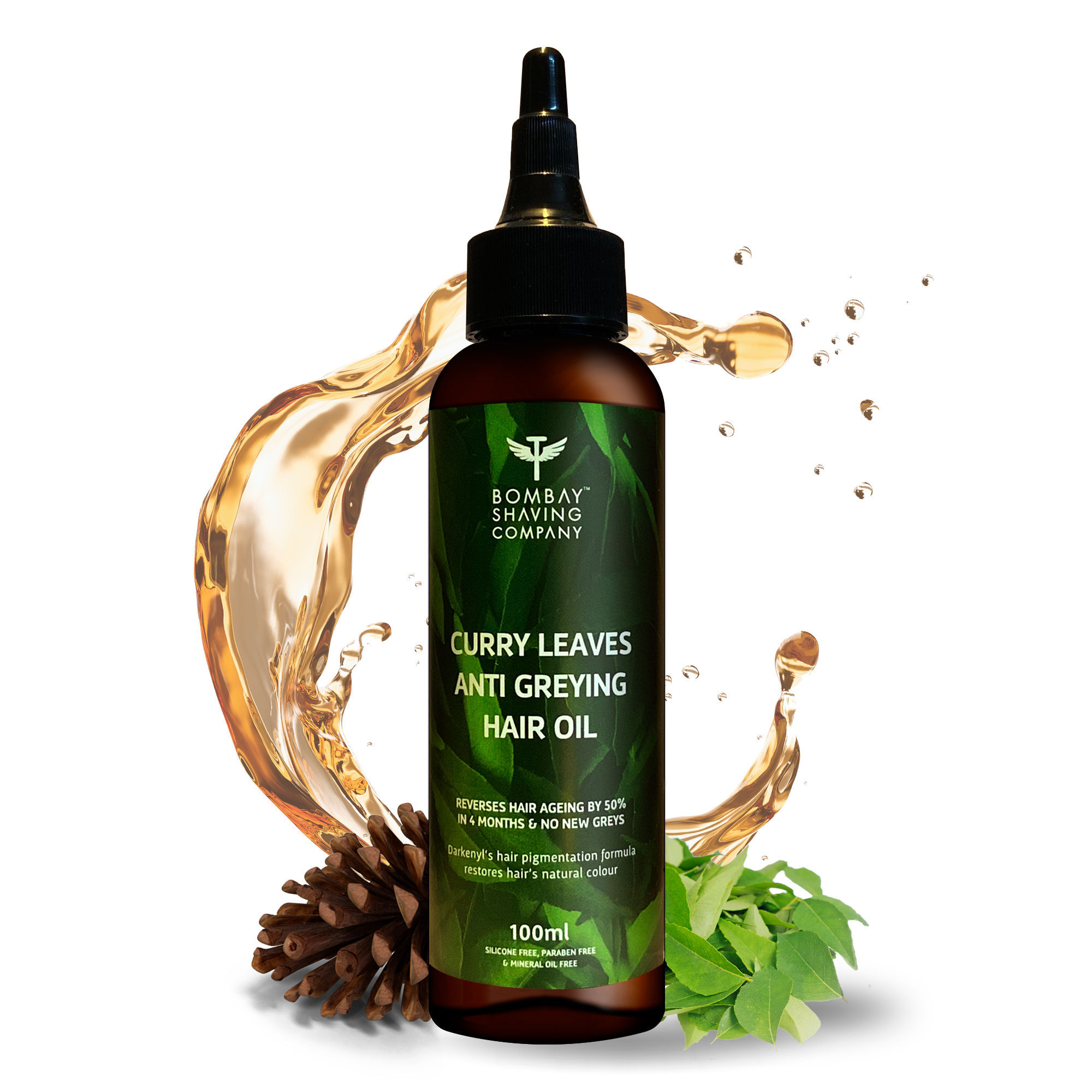 Bombay Shaving Company Anti Greying Hair Oil With Curry Leaves and Darkenyl