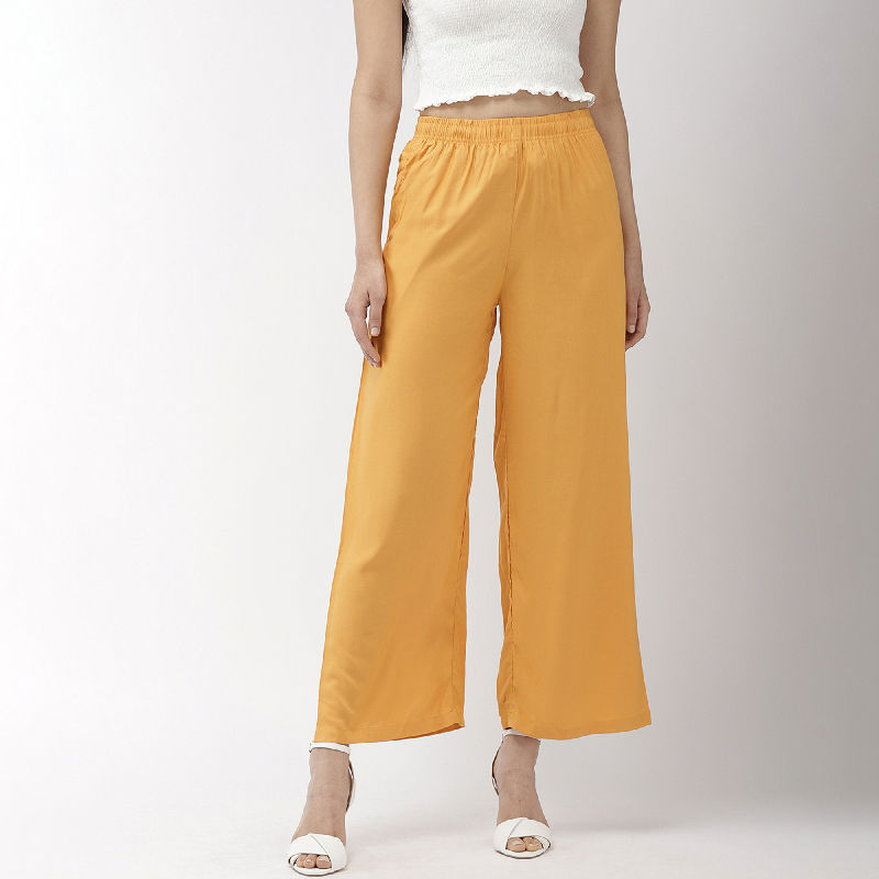Go Colors Light Mustard Palazzo Regular 