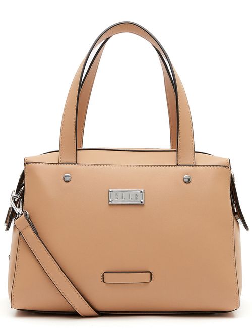 Buy ELLE Beige Solid Satchel Handbag Online