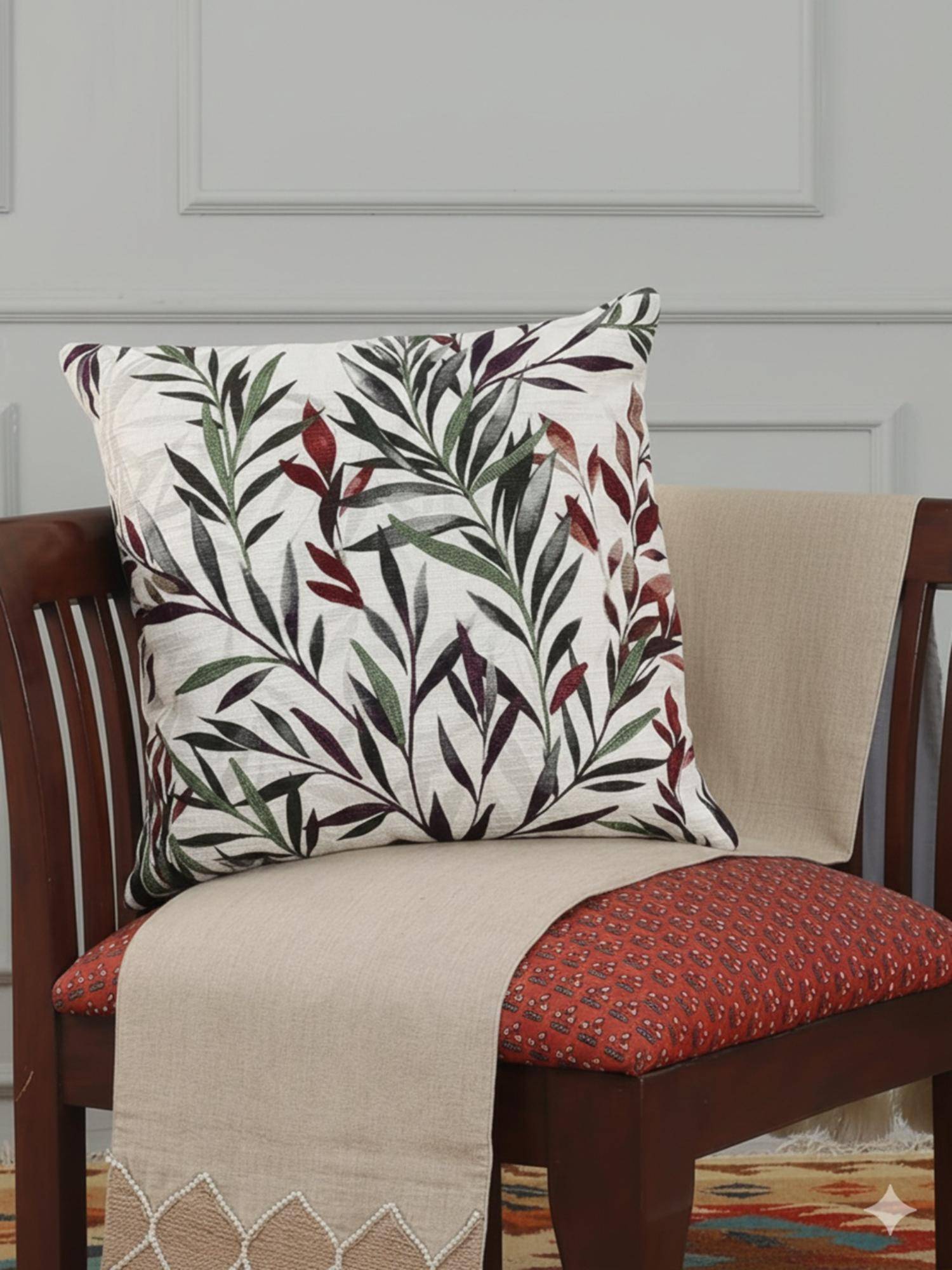 Izaafa Maximalist Tropical Textural Accent Decorative Cushion Cover (18x18 Inches)